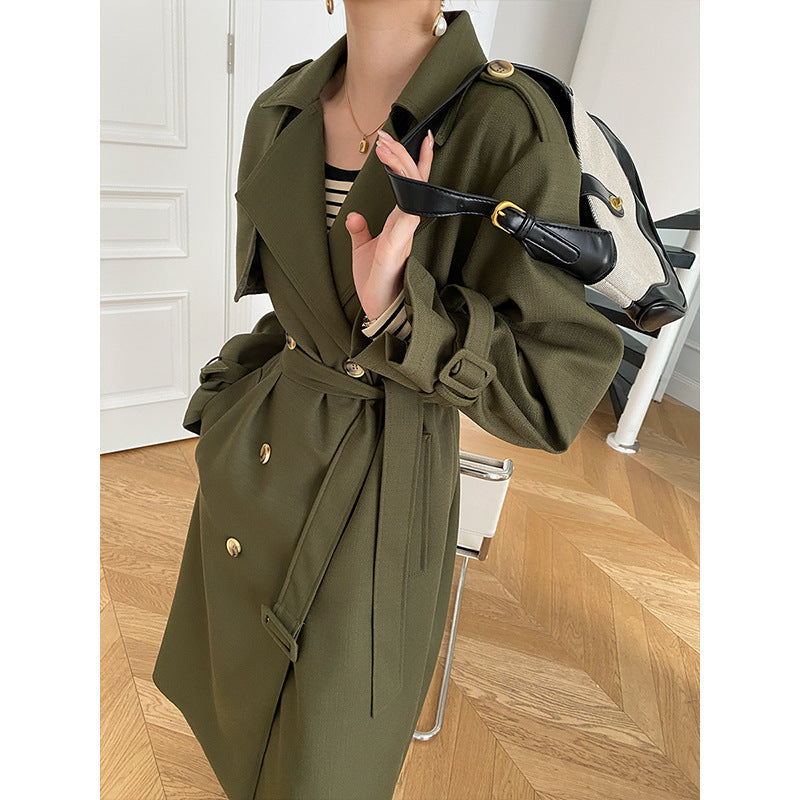 Damen Trenchcoat Elegantes Design Doppelter Knopf
