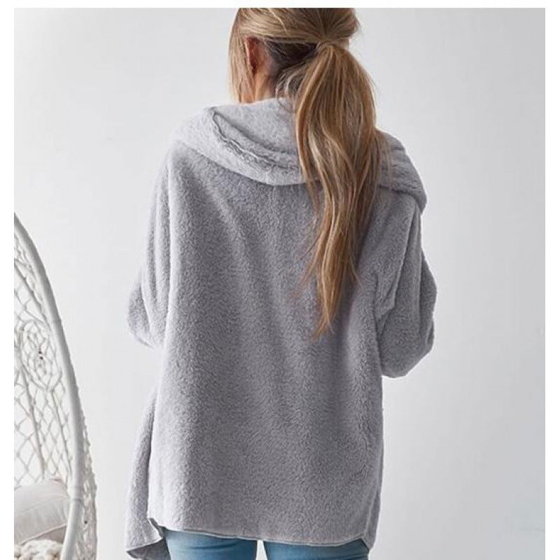 Damen Cardiganjacke Weiches Fleece Leger Beige