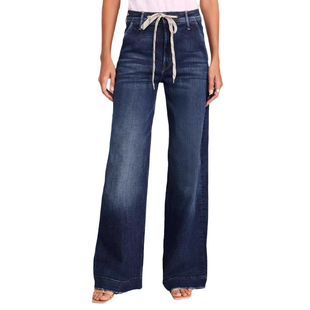 Damen Weite Jeans Verstellbarer Bund Trendig Blau Eveloria