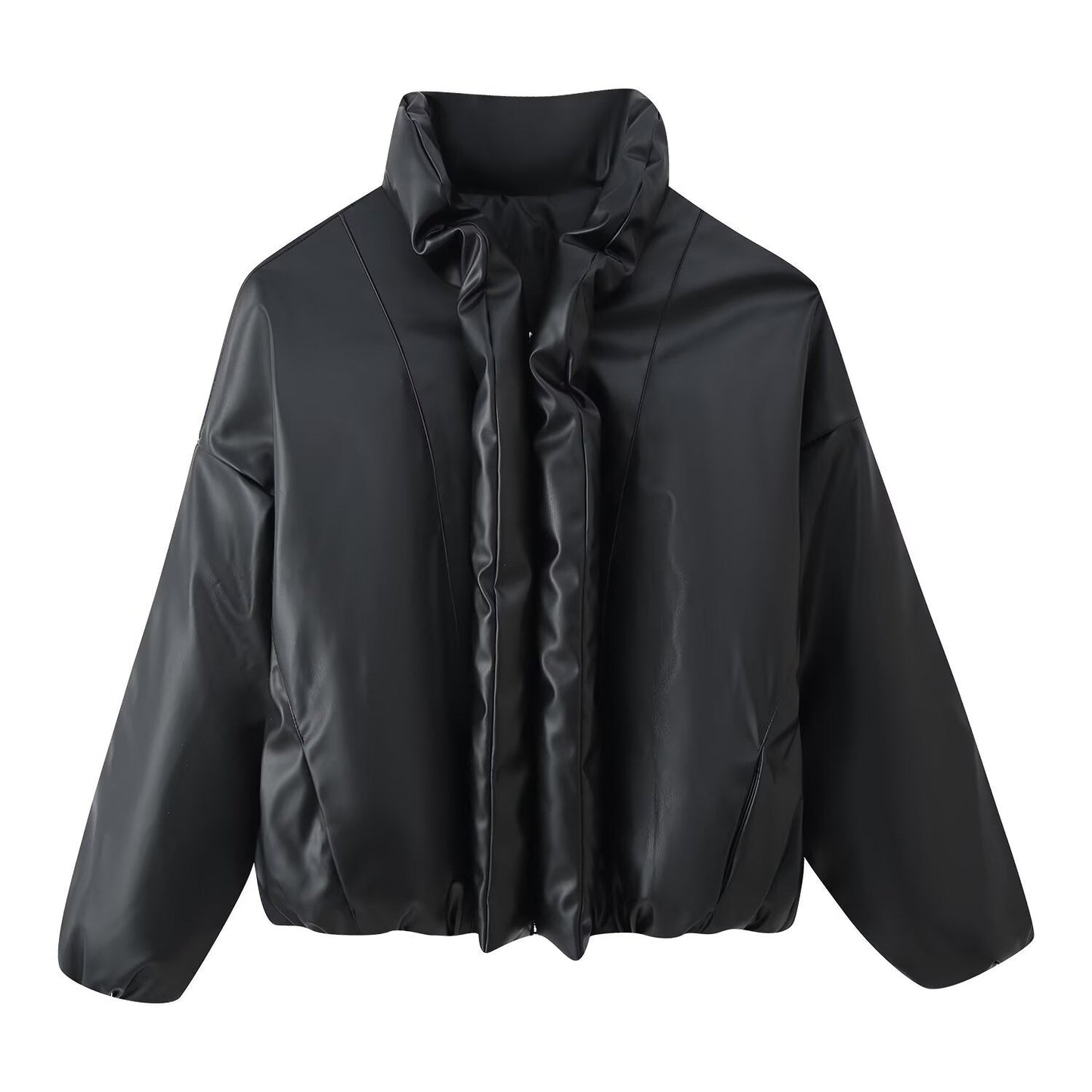 Damen Cropped Jacke Voluminöser Stehkragen Eveloria