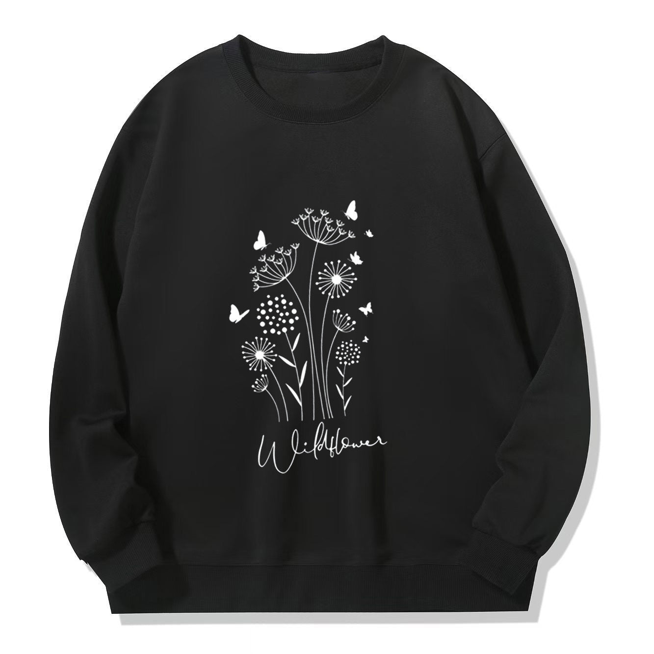 Damen Sweatshirt Floralmuster Kuscheliges Innenfutter