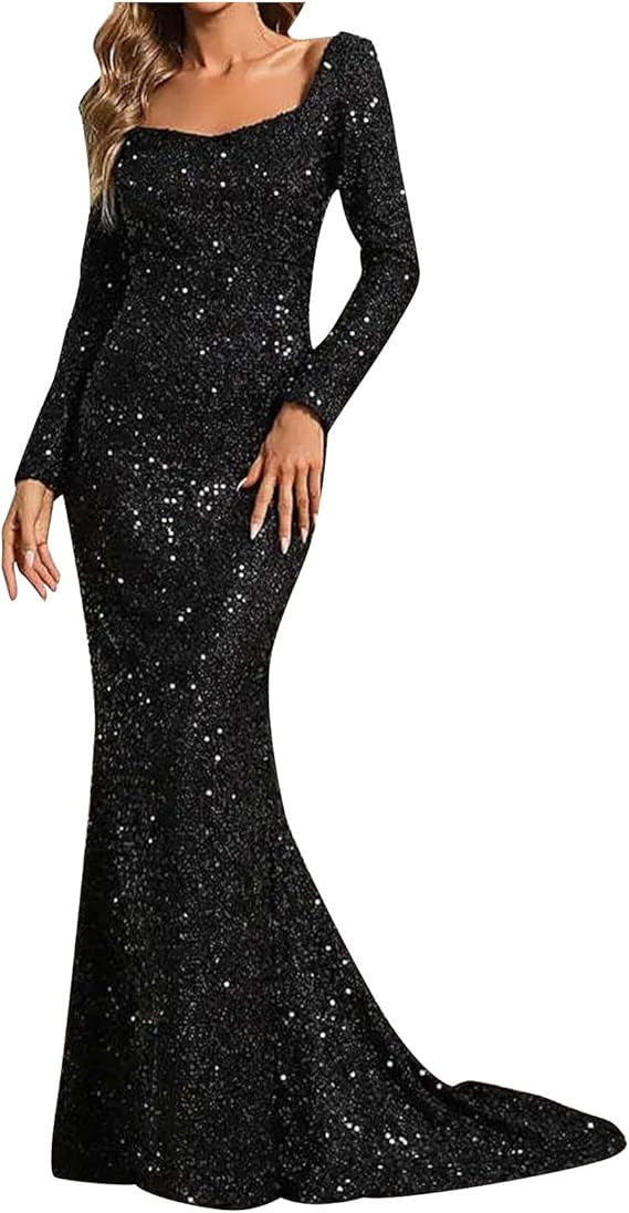 Damen Abendkleid Glitzerrock Voluminöse Ärmel Eveloria
