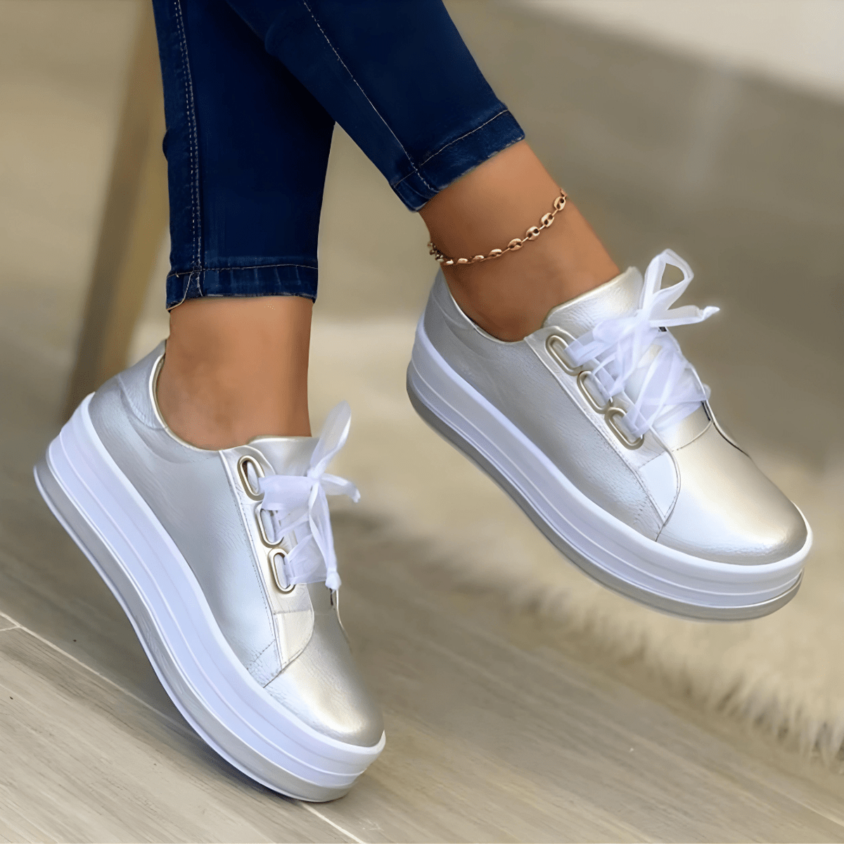 Damen Schnürschuhe Modisch Freizeit