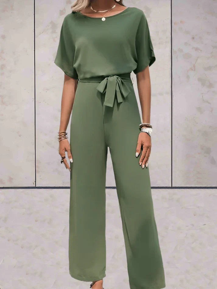 Eveloria Damen Einfarbiger Jumpsuit Kurzärmlig