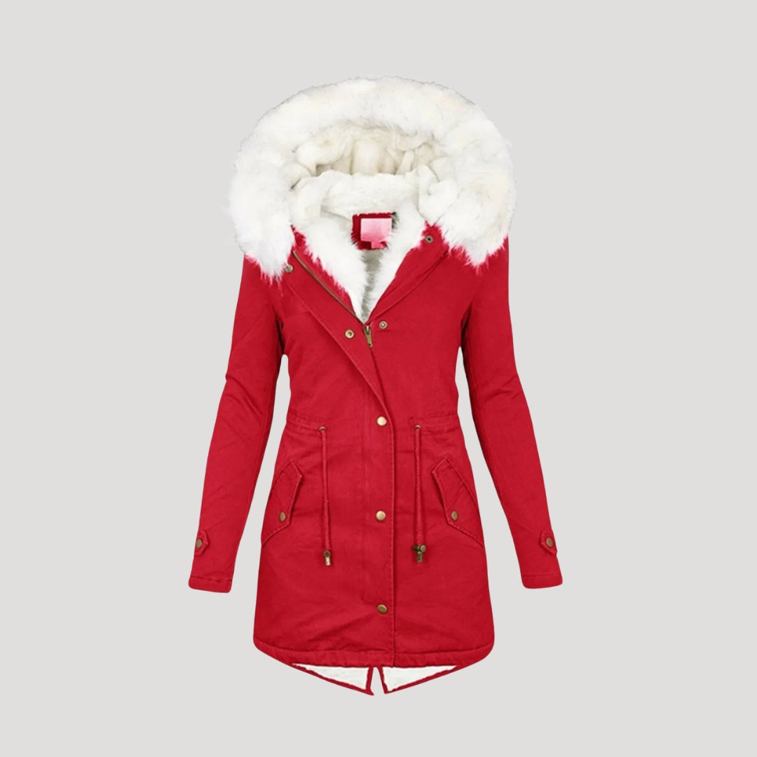 Damen Winterparka Gefüttert Kunstpelzkapuze