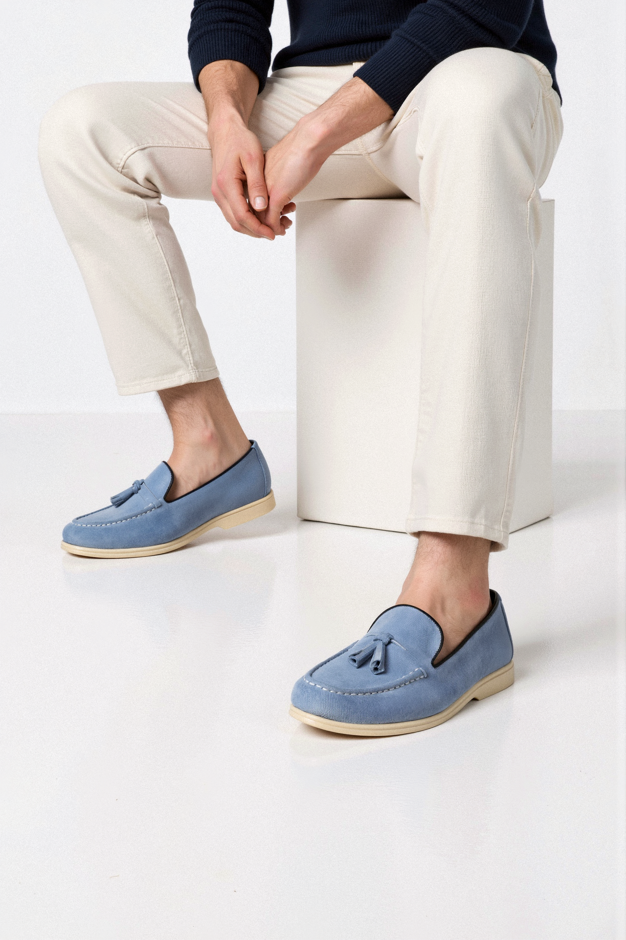 Damen Loafer Beige Quasten Elegant Komfortschuhe