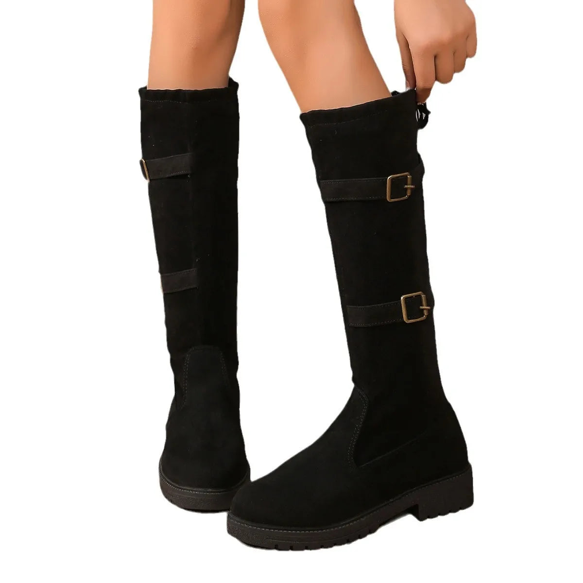 Damen Stiefel Niedriger Absatz Klassisch