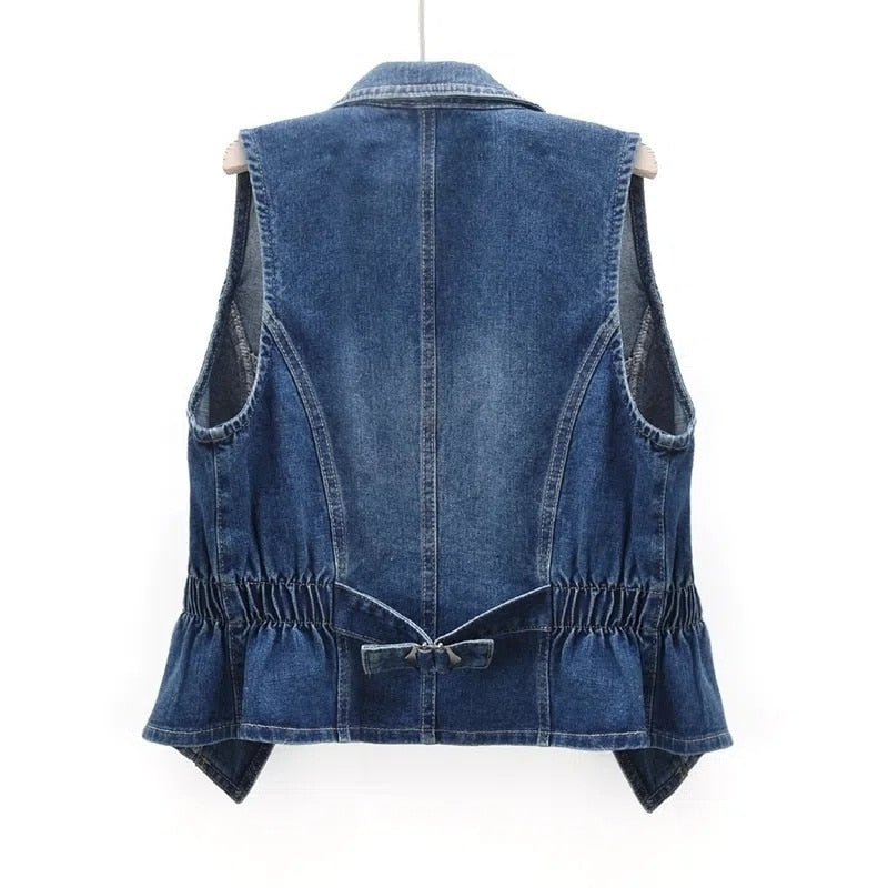 Damen Klassische Jeansweste Blau