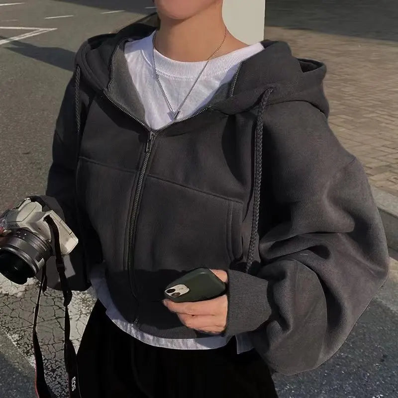 Eveloria Damen Gekürztes Sweatshirt Baumwolle Weiß