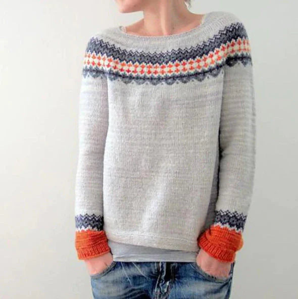 Damen Winterpullover Nordisches Muster Weihnachtsdesign