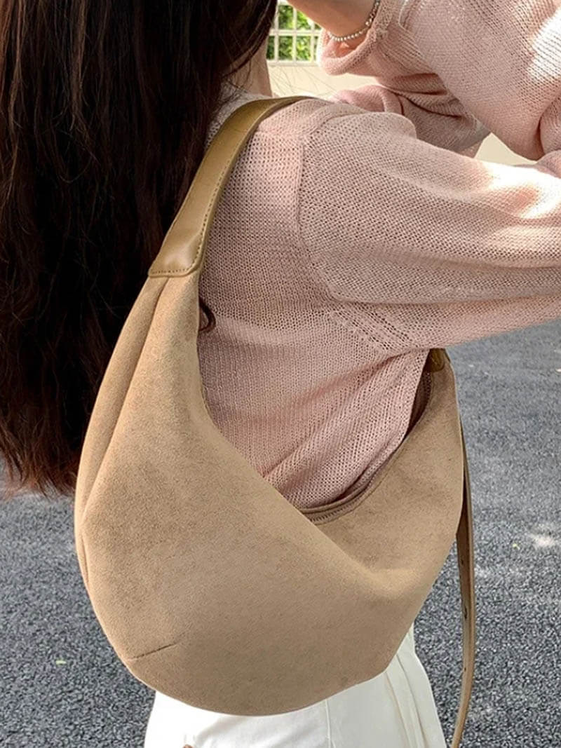 Lene Damen Halbmond-Tasche Wildleder