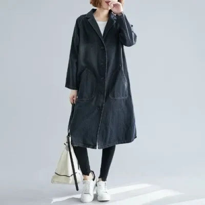 Eveloria Damen Denim Trenchcoat