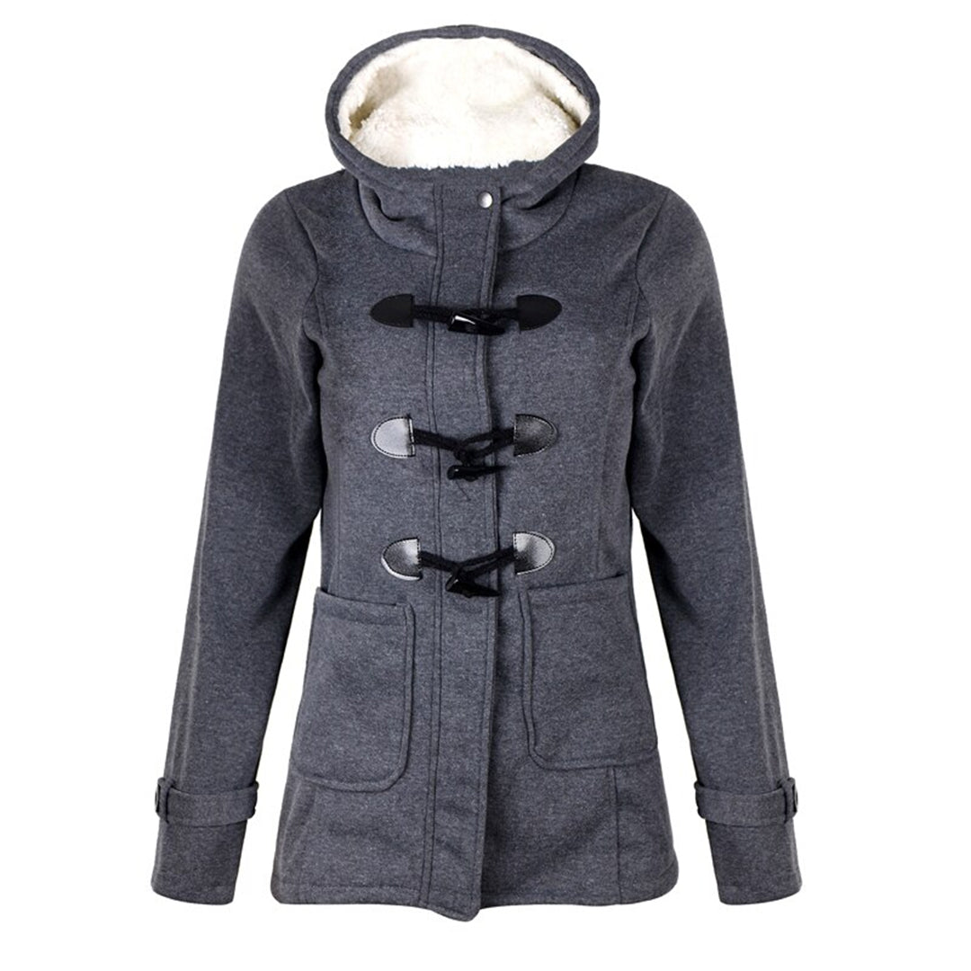 Damen Wintermantel Lang mit Kapuze, Warmes Fleece-Futter, Eleganter