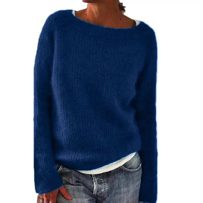 Damen Norweger Pullover Rundhals Baumwolle Warm Beige