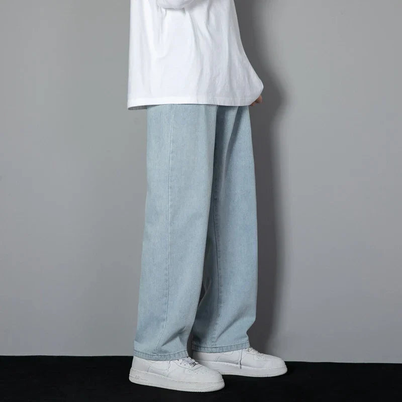 Herren Weite Jeans Blau