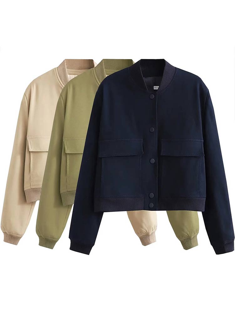 Damen Streetwear-Jacke Kurz Knopfleiste