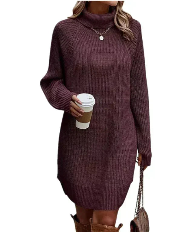 Eveloria Damen Sweatkleid Strick Kragen