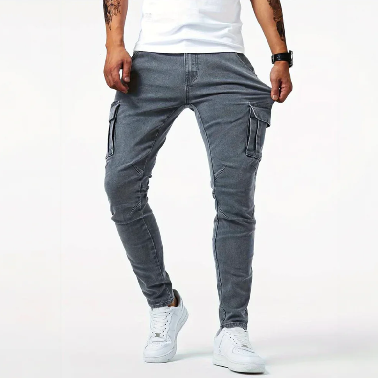 Herren Skinny-Jeans Cargo-Style Stretch-Denim