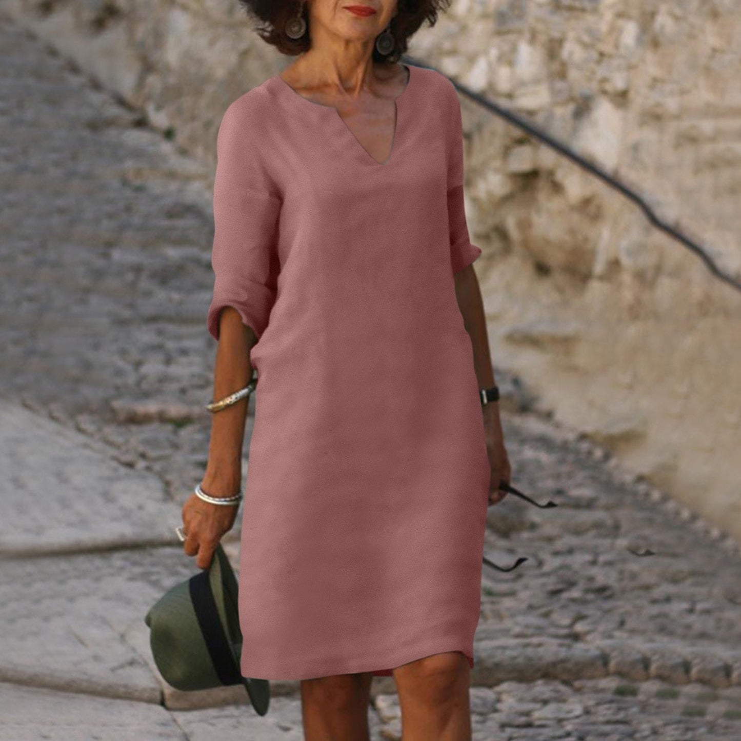 Damen Sommerkleid Leicht Feminin Baumwolle