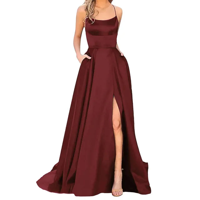 Eternal Elegance Damen Brautjungfernkleid Hochgeschlitzt