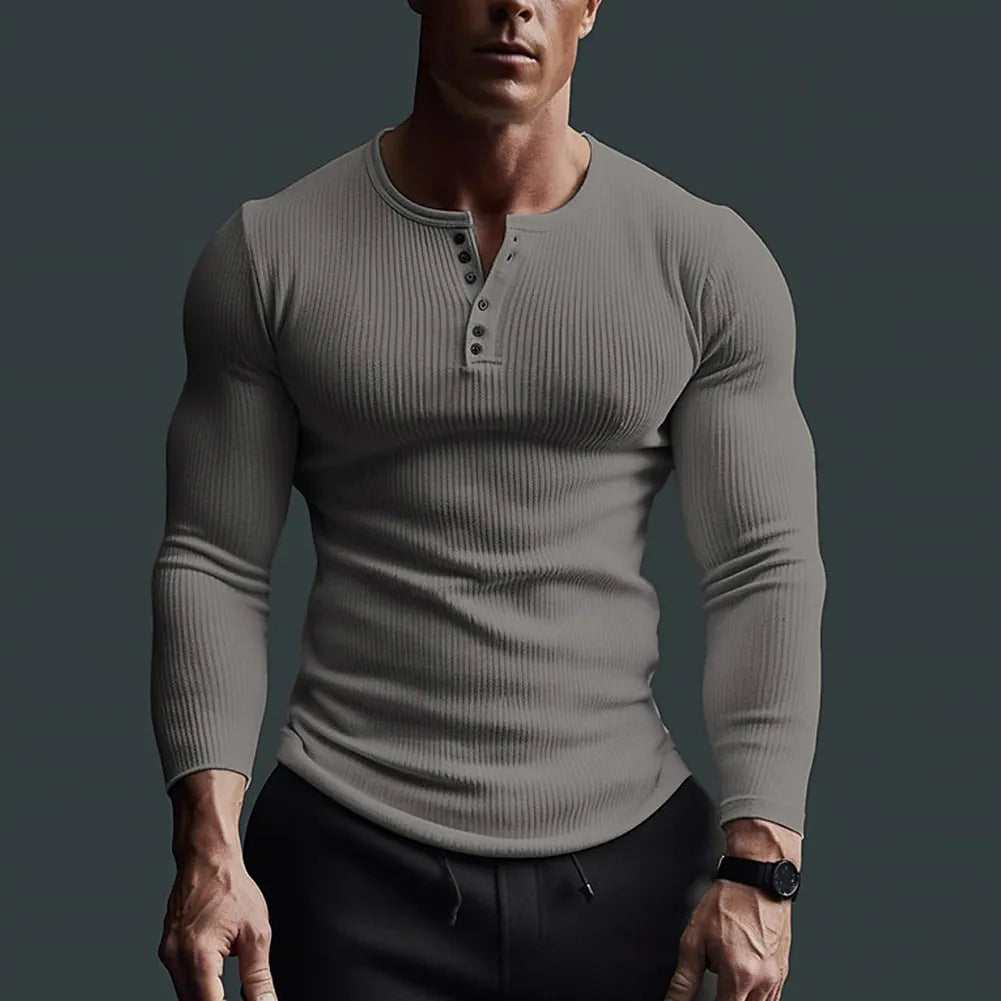 Eveloria Herren Slim Fit Henley Hemd
