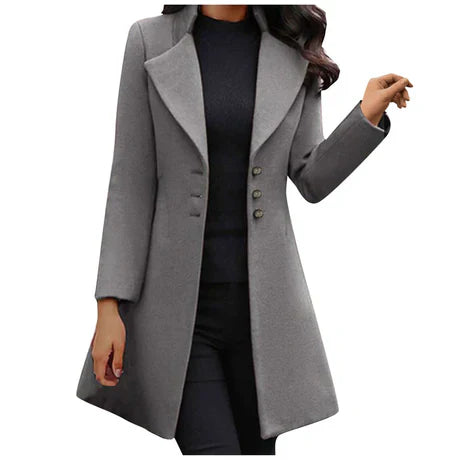 Damen Mantel Slim Fit Mittellang Reverskragen