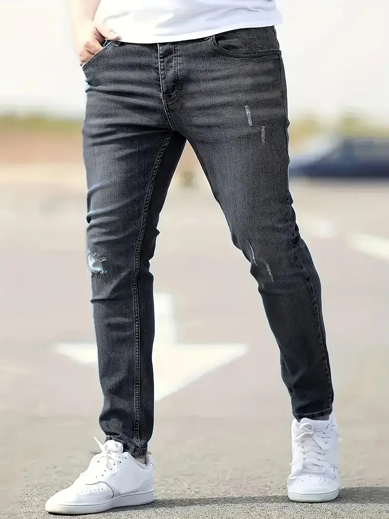 Skinny Jeans – Blau – Schmaler Schnitt – Zerrissene Jeans – Herrenjeans-Grau-XS-Chaps Herrenmode