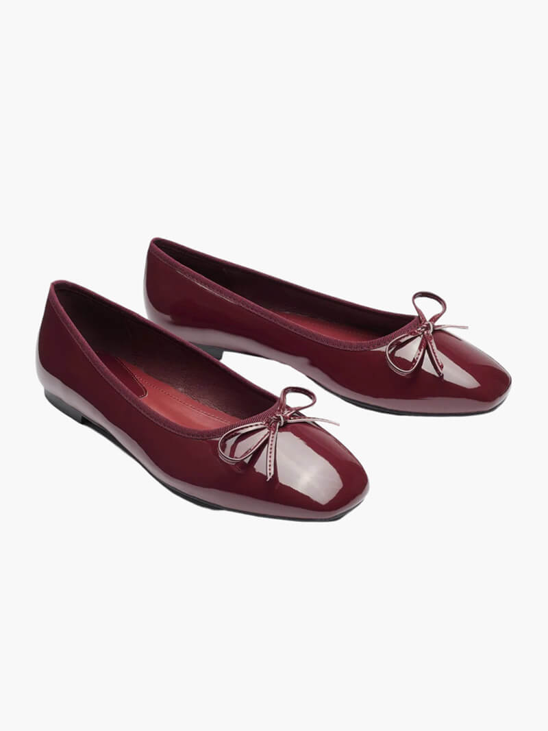 Vegane Damen Ballerinas Glänzend Für Alltag Schwarz - Eveloria