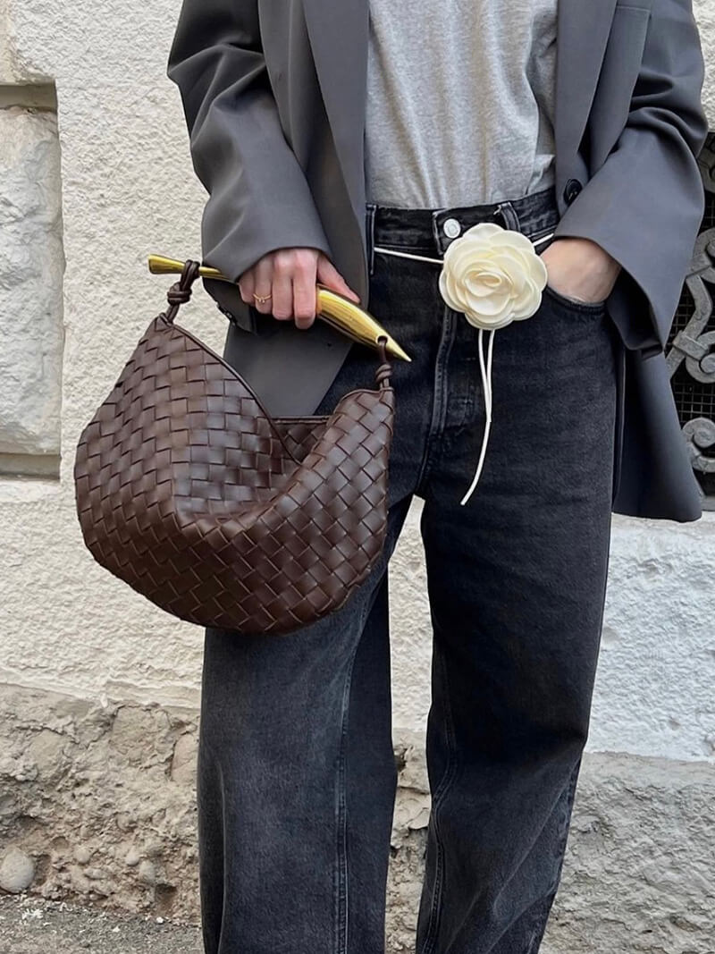 Clio Damen Geflochtene Kunstleder-Tasche