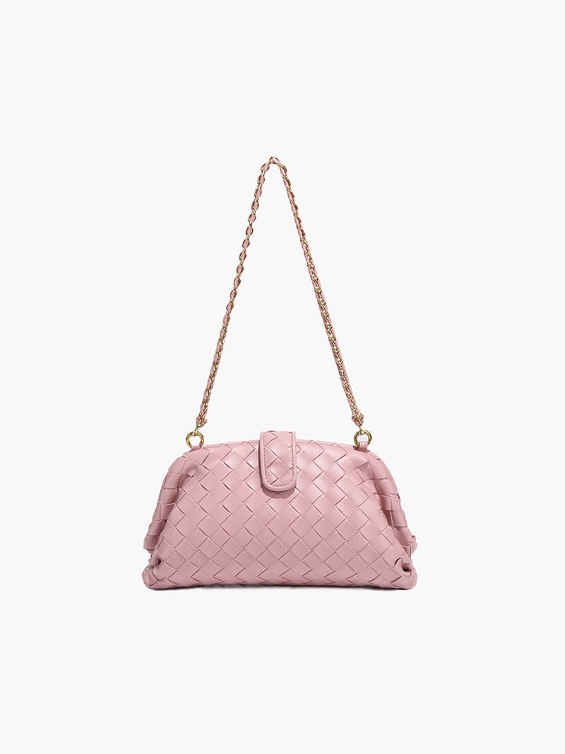 Geflochtene Damen-Tasche mit Kettenriemen Braun