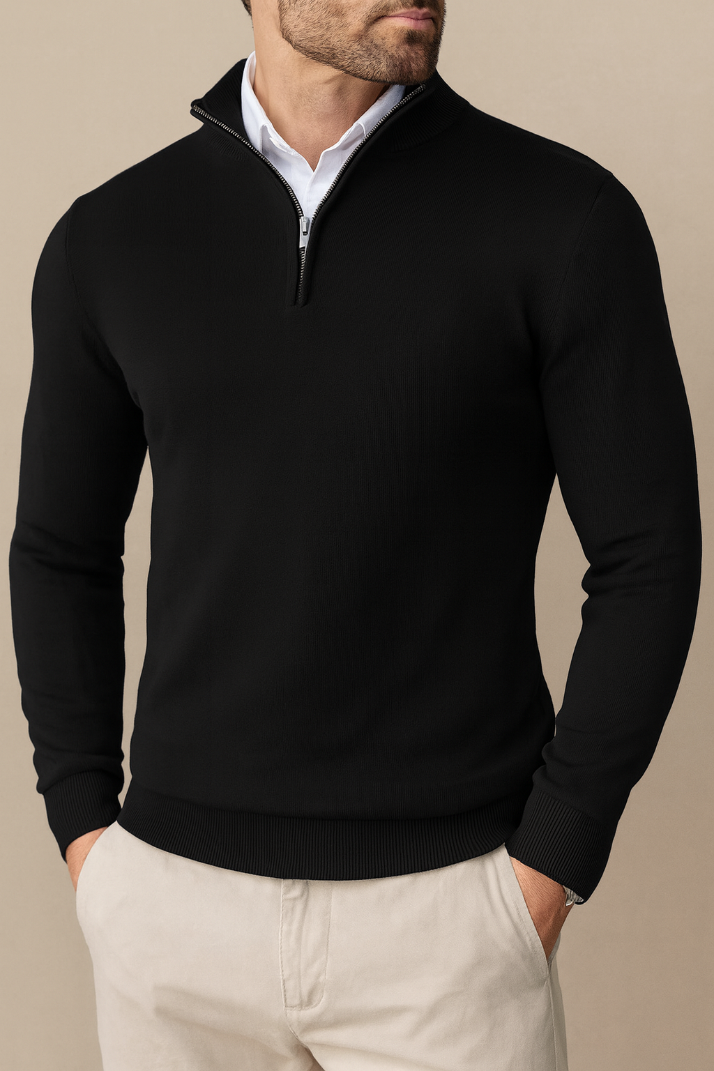 Herren Pullover Viertel-Reißverschluss Komfortabel Vielseitig