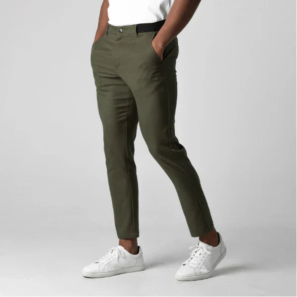 Stretch Broek - Heren Casual Elastische Taille Skinny Broek-Grün-S-Chaps Herrenmode