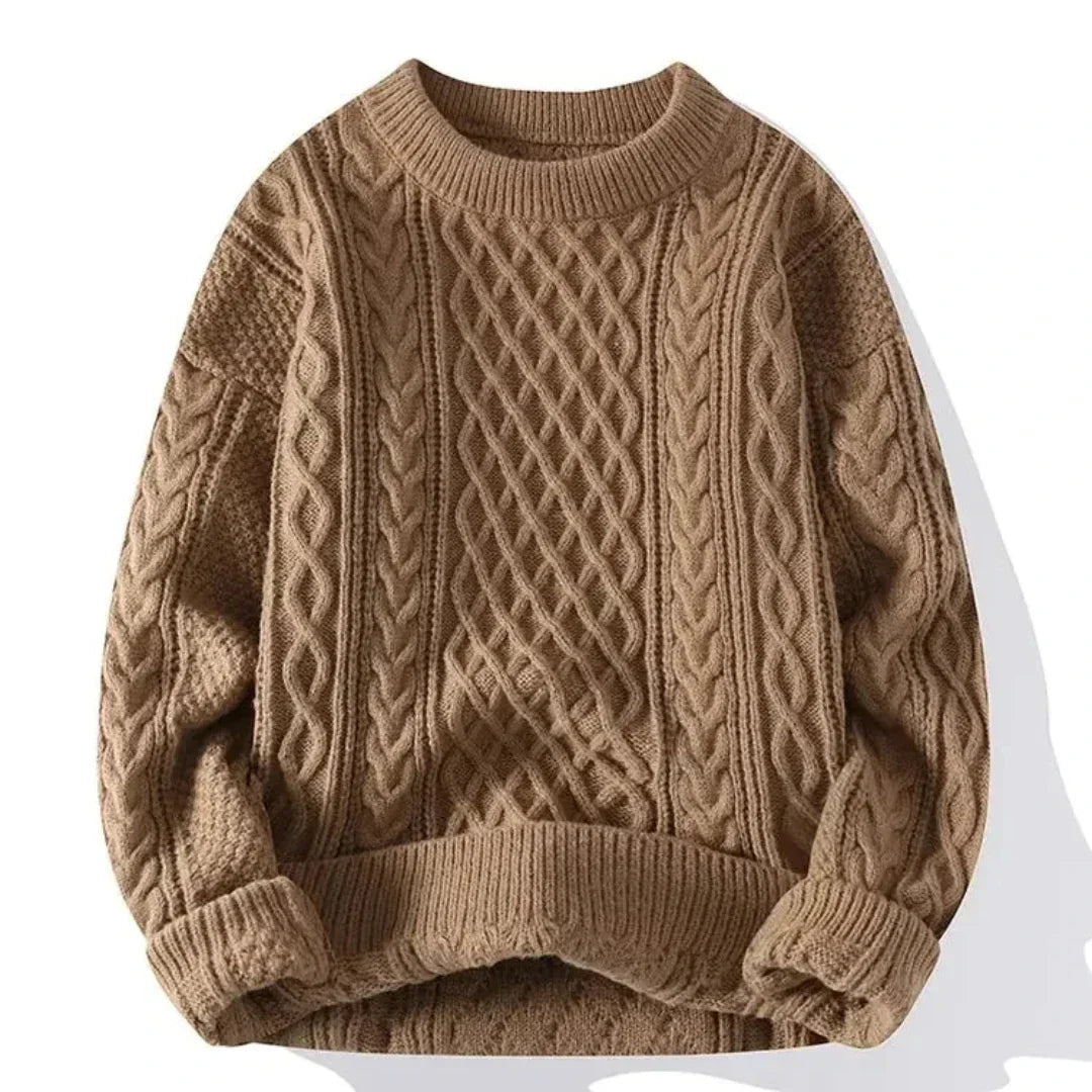 Strickpullover | Oversized | Zopfmuster | Pullover | Herrenpullover-Khaki-S-Chaps Herrenmode