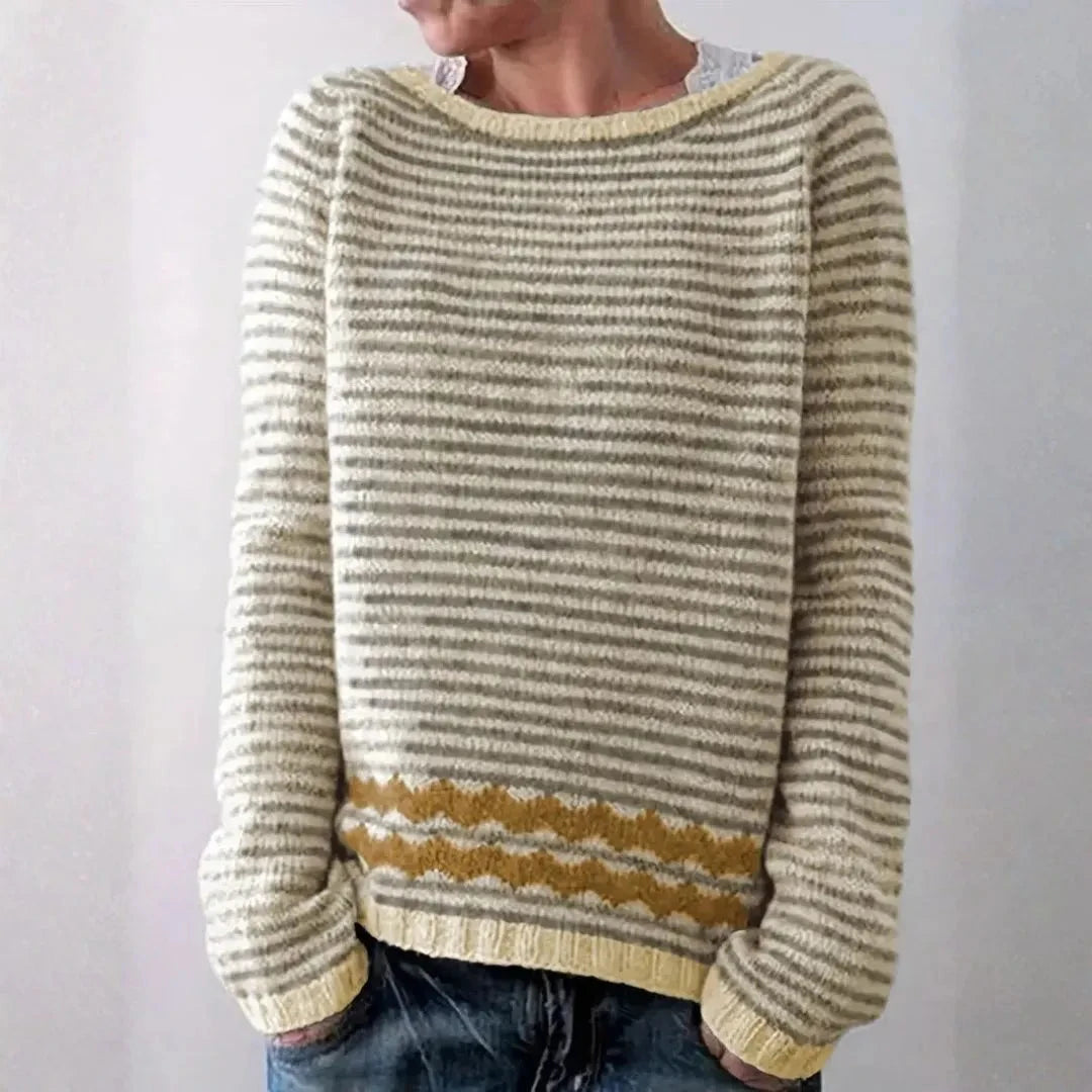 Eveloria Damen Strickpullover Leichtgewicht Gestreift