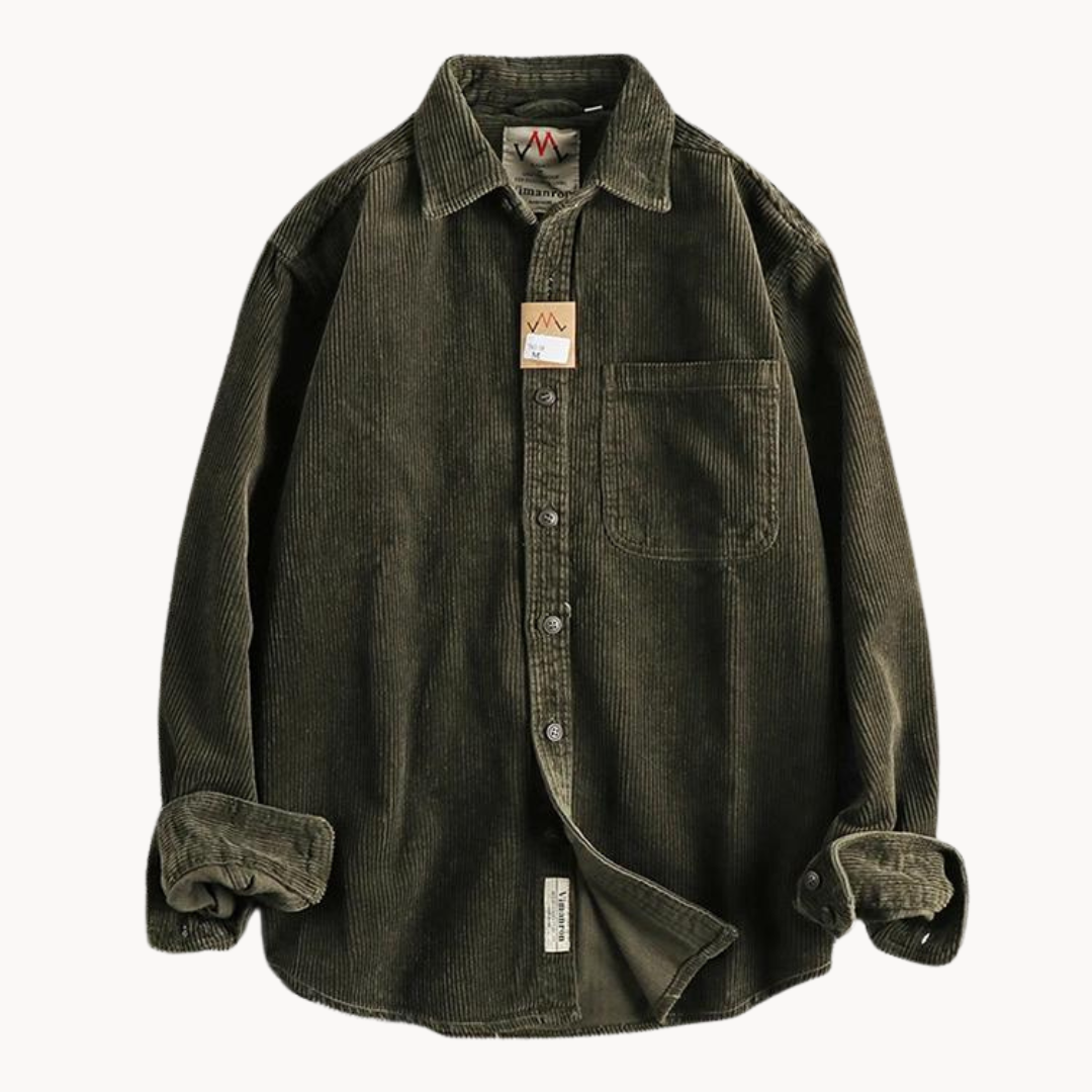 Herren Cordhemd Langarm Baumwolle Weich Beige