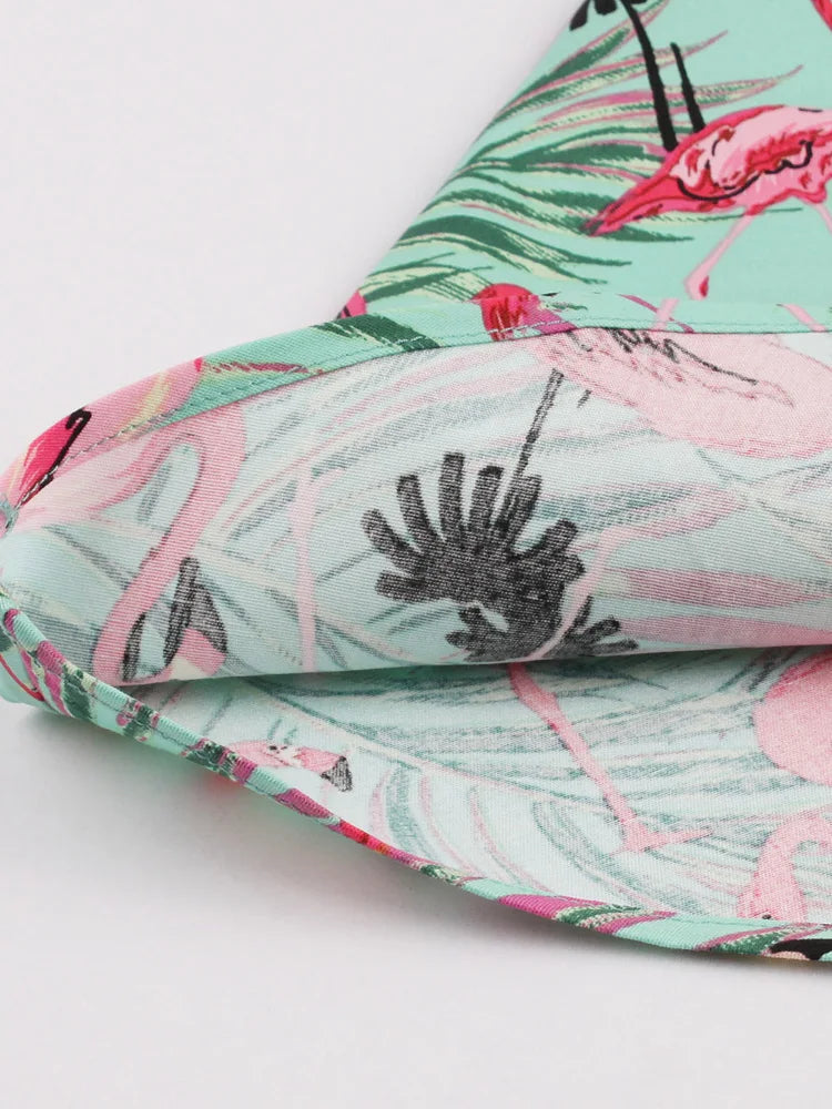 Eveloria Damen Retro-Kleid Flamingodruck