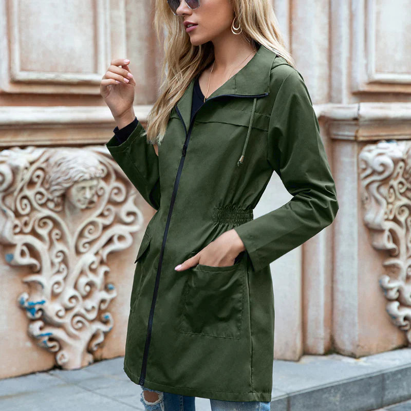 Damen Outdoorjacke Lange Modisch Wasserdicht