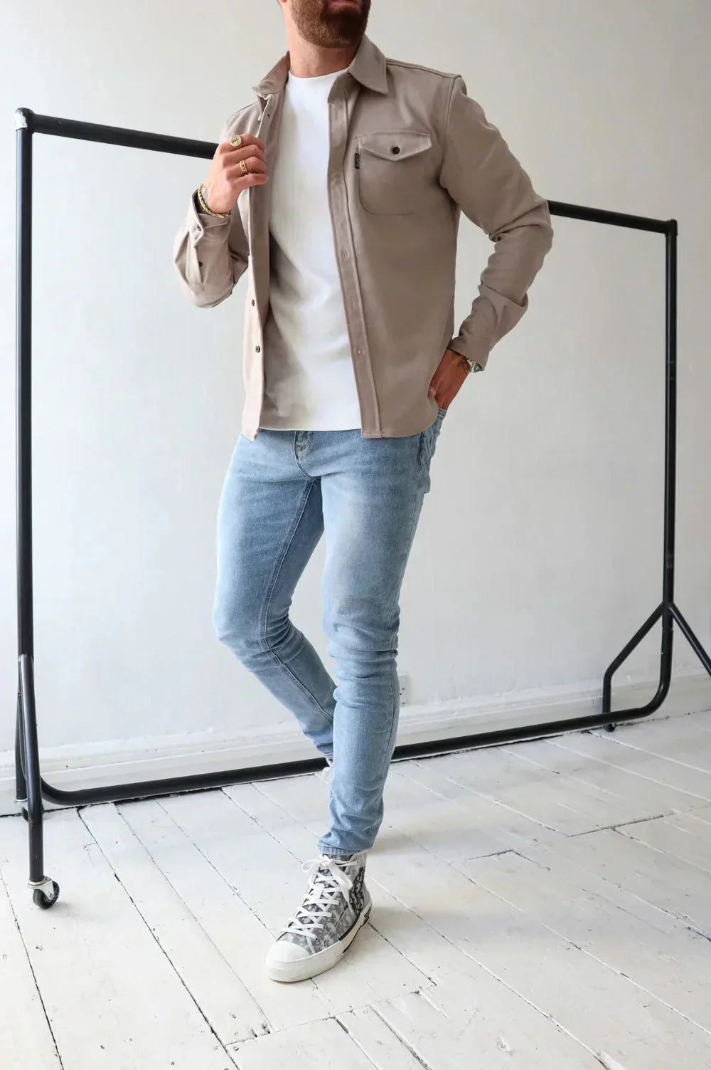 Überhemd - Button-Up - Langarm - Hemdjacke - Herrenjacke-Chaps Herrenmode