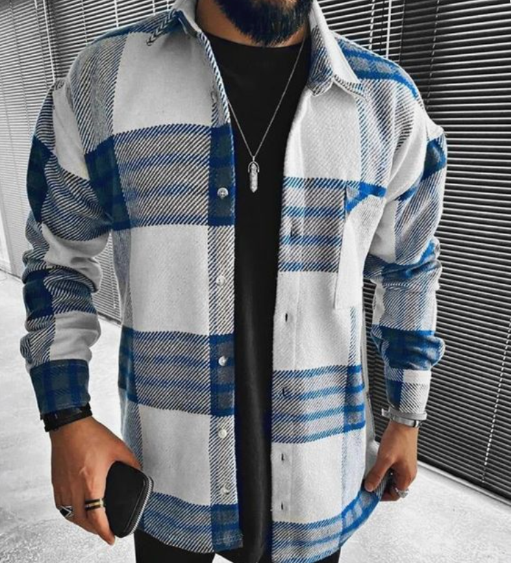 Überhemd - Langärmeliges Flanellhemd mit Knopfleiste für Männer-Dunkelblau-XS-Chaps Herrenmode