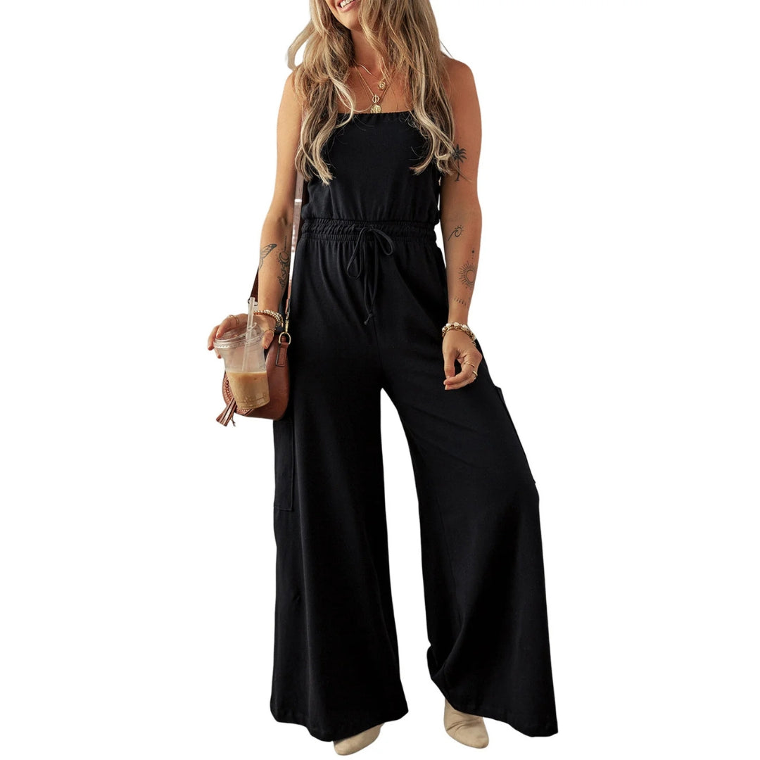 Damen Jumpsuit Blumenmuster Weites Bein Elegante Farbe