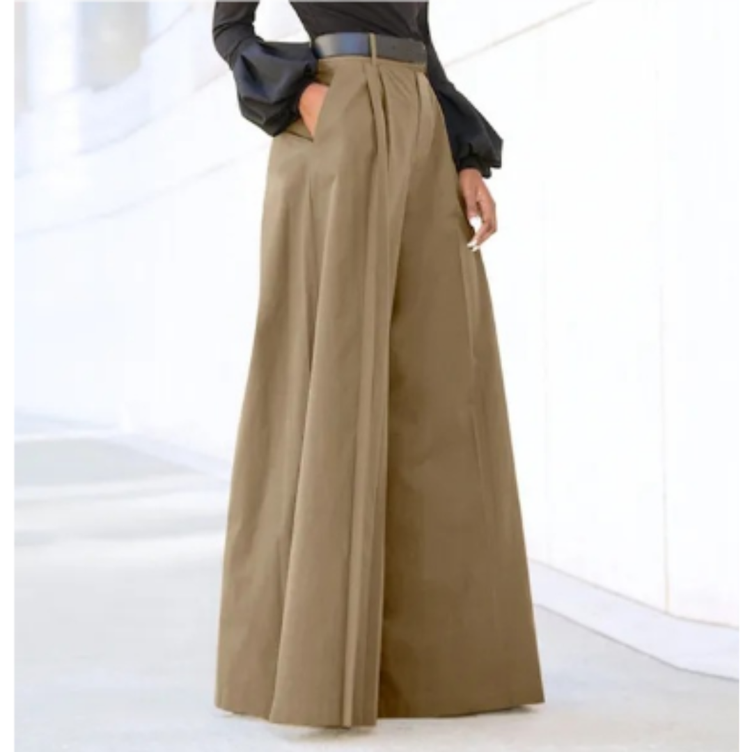 Damen Palazzo-Hose Hochtaillierte Weite Bein