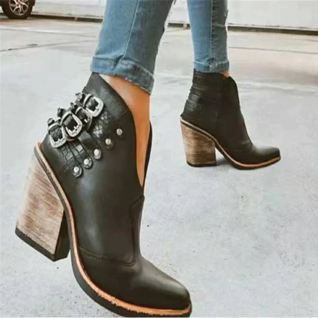Damen Absatzstiefel Bequem Veloursleder