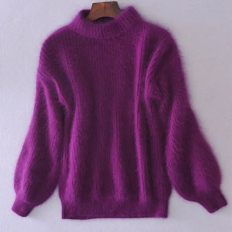 Eveloria Damen Strickpullover Kashmir Gefühl Hochkragen