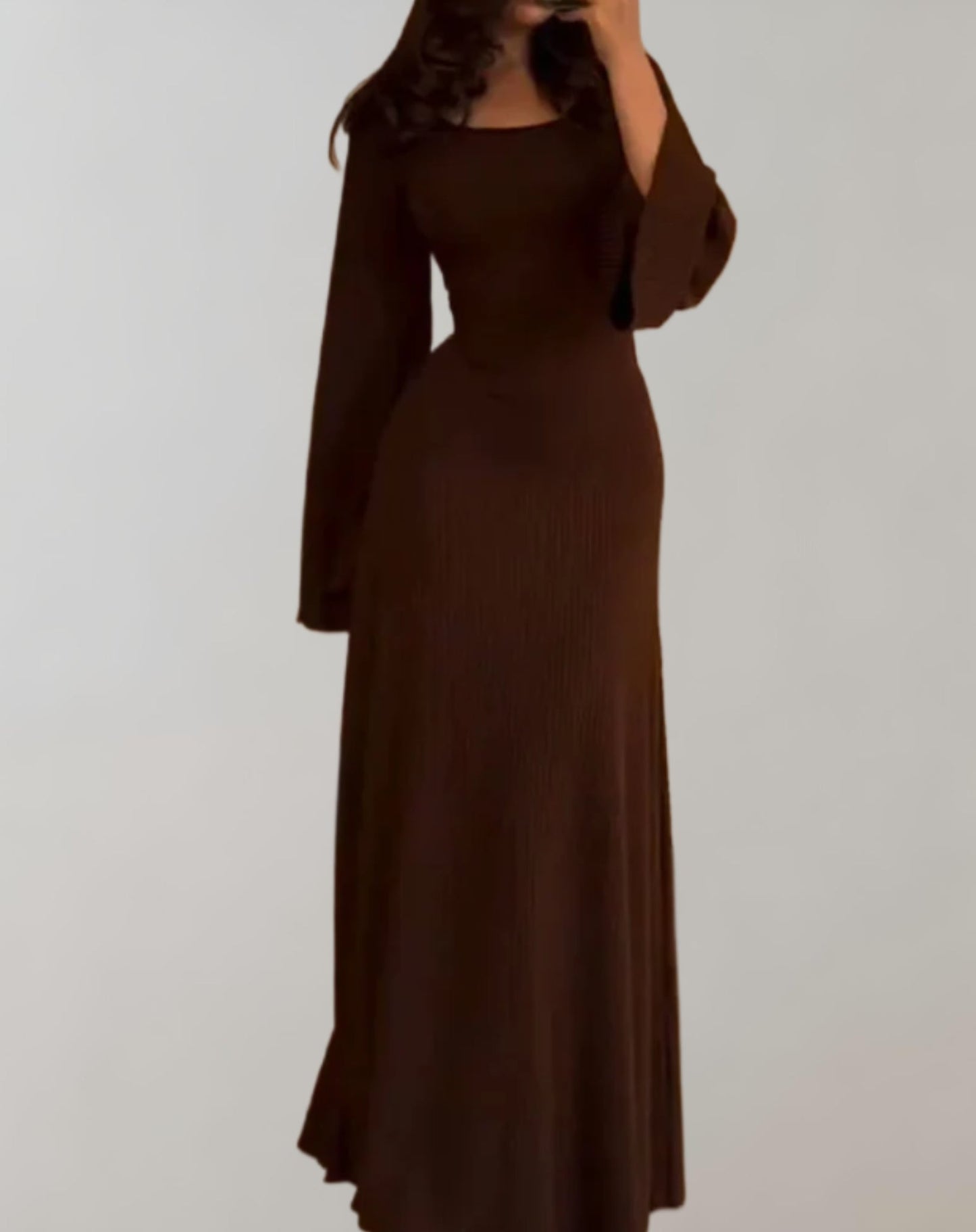 Damen Bodycon Kleid Langärmlig Rundausschnitt