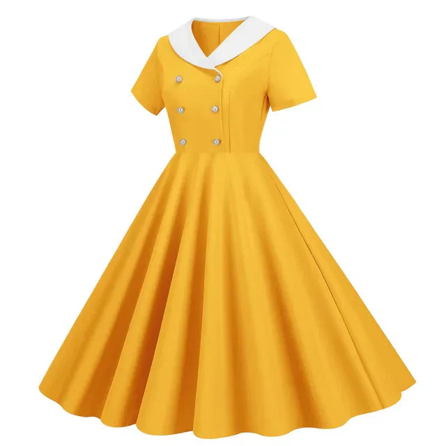 Eveloria Damen V-Hals Jurk mit Knöpfen Sommerlich Groß