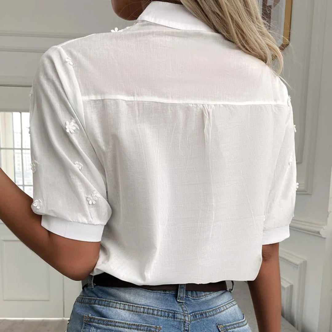 Eveloria Damen Bluse Klassisch Weiß