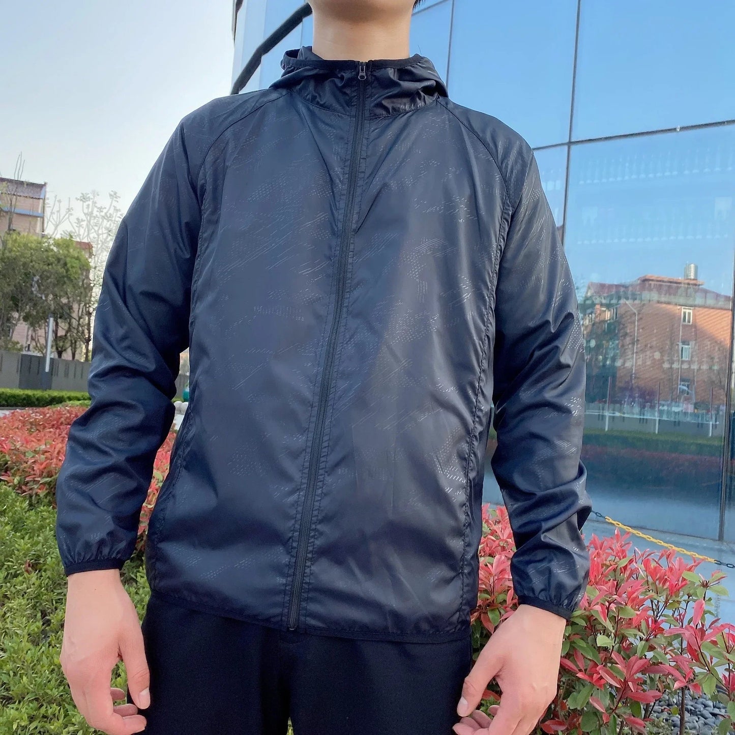 Windjacke | Mit Kapuze | Reißverschluss | Leichte Jacke | Herrenjacke-Schwarz-S-Chaps Herrenmode