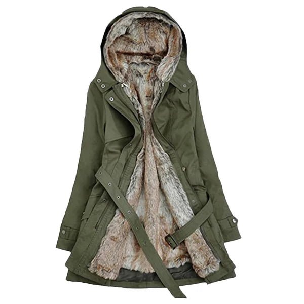 Damen Winterjacke Kunstfellfutter Elegante Passform