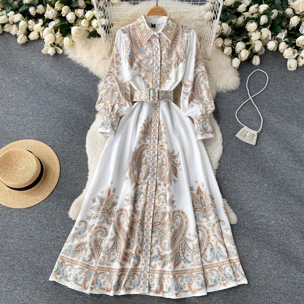 Eveloria Damen A-Linienkleid Gürtel Blumenmuster