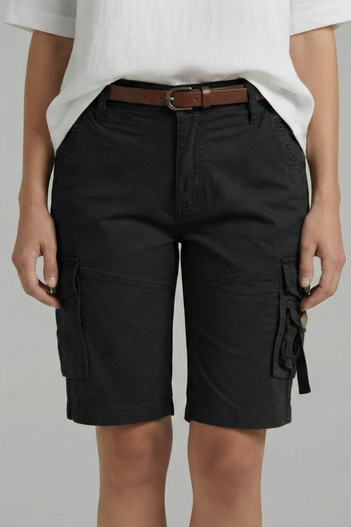 Damen Cargo Shorts Utility Taschen Beige